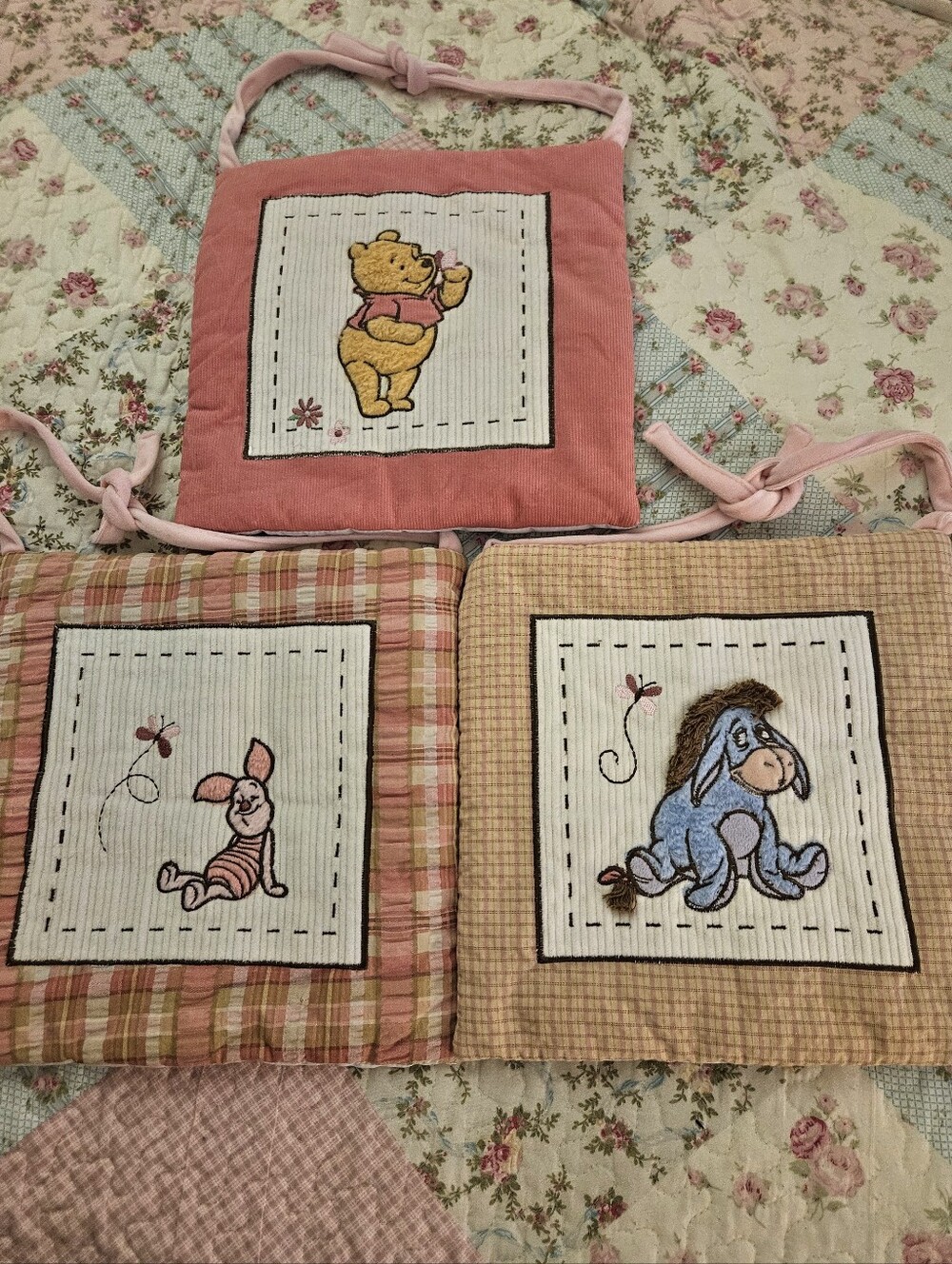 Pink Winnie the Pooh & Friends Nursery Wall Hangings/Cushion Covers - Set of 3